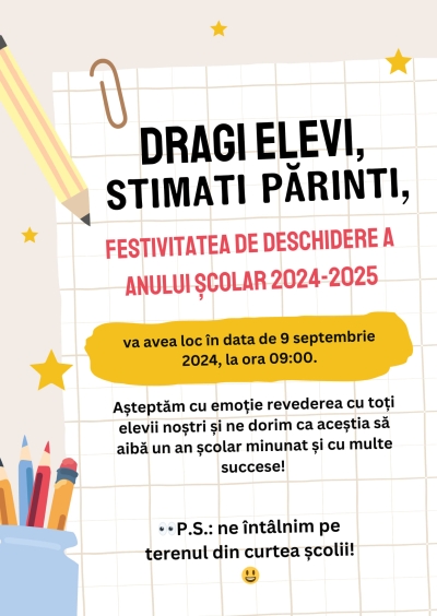 Festivitate de deschidere a noul an scolar 2023-2024